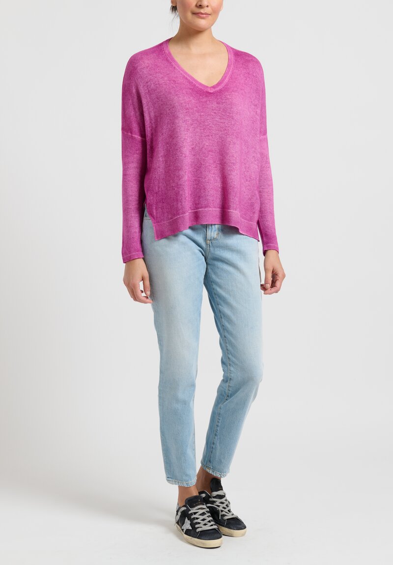 Avant Toi Hand Painted Cashmere Sweater in Anemone Pink	