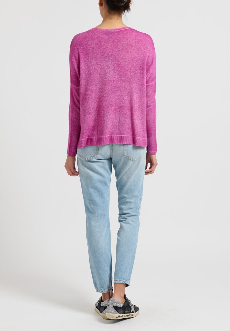 Avant Toi Hand Painted Cashmere Sweater in Anemone Pink	