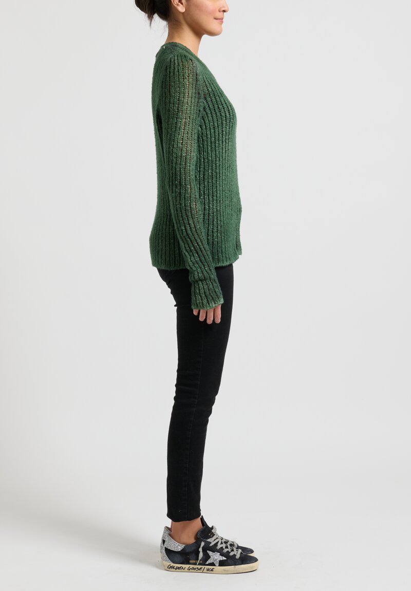 Avant Toi Loose Knit Sweater in Nero Giungla Green	
