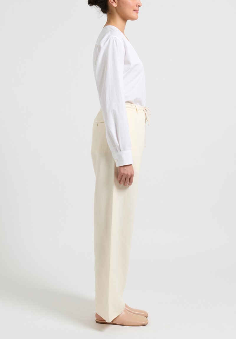 The Row Silk/Linen ''Dandy'' Pants in Ivory	