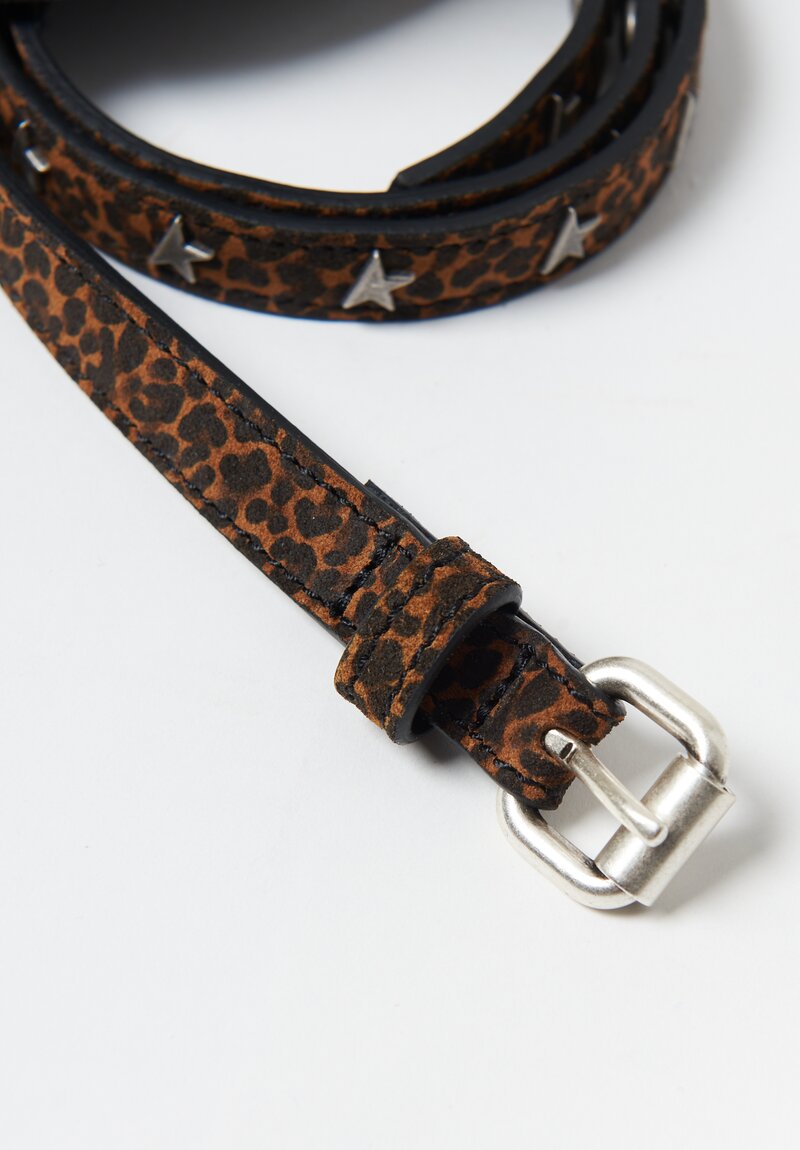 Golden Goose Narrow Suede Molly Belt with Stars	