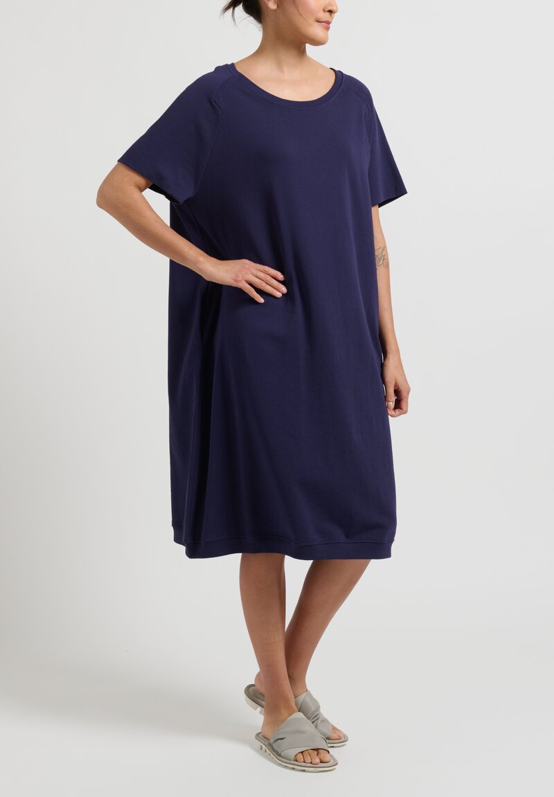 Rundholz Short Sleeve Cotton Dress in Quetsche Blue	