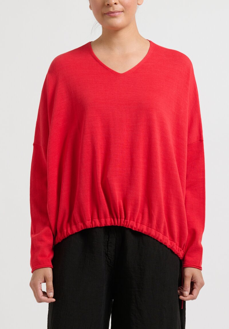 Rundholz Black Label Oversize Cotton Top in Melon Red	