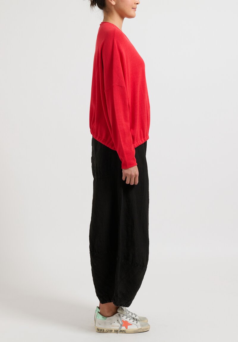 Rundholz Black Label Oversize Cotton Top in Melon Red	
