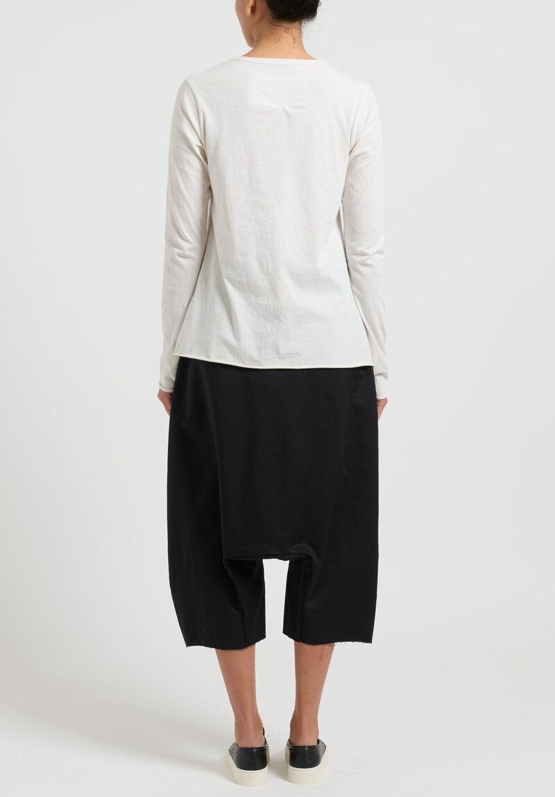 Rundholz Cotton Drop-Crotch Cropped Pants in Black
