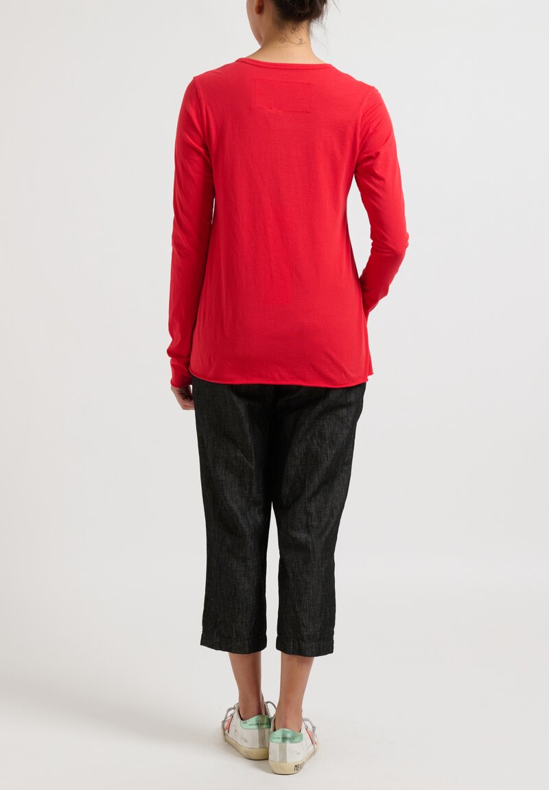 Rundholz Black Label Long Sleeve T-Shirt in Melon Red	