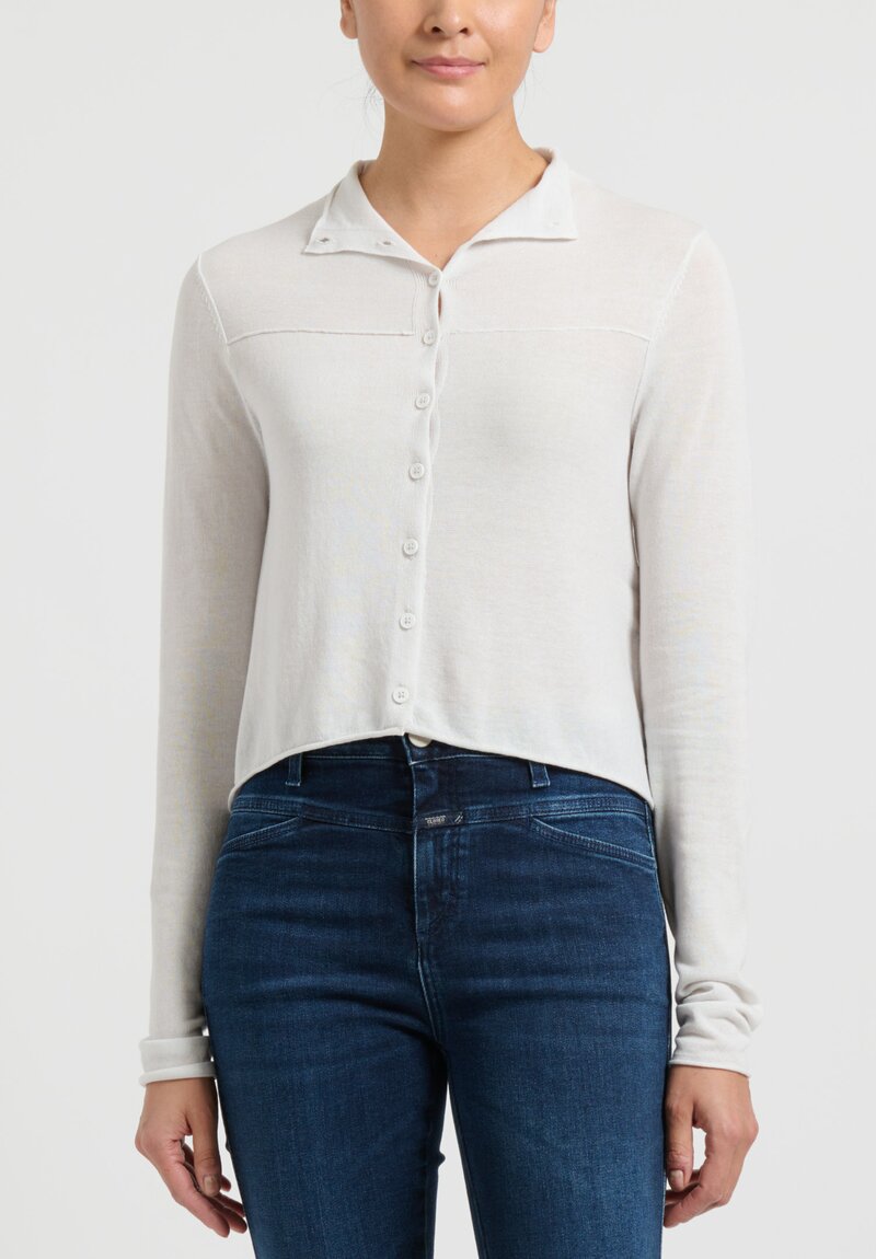 Rundholz Black Label Lightweight Cropped Cardigan in Pear White	