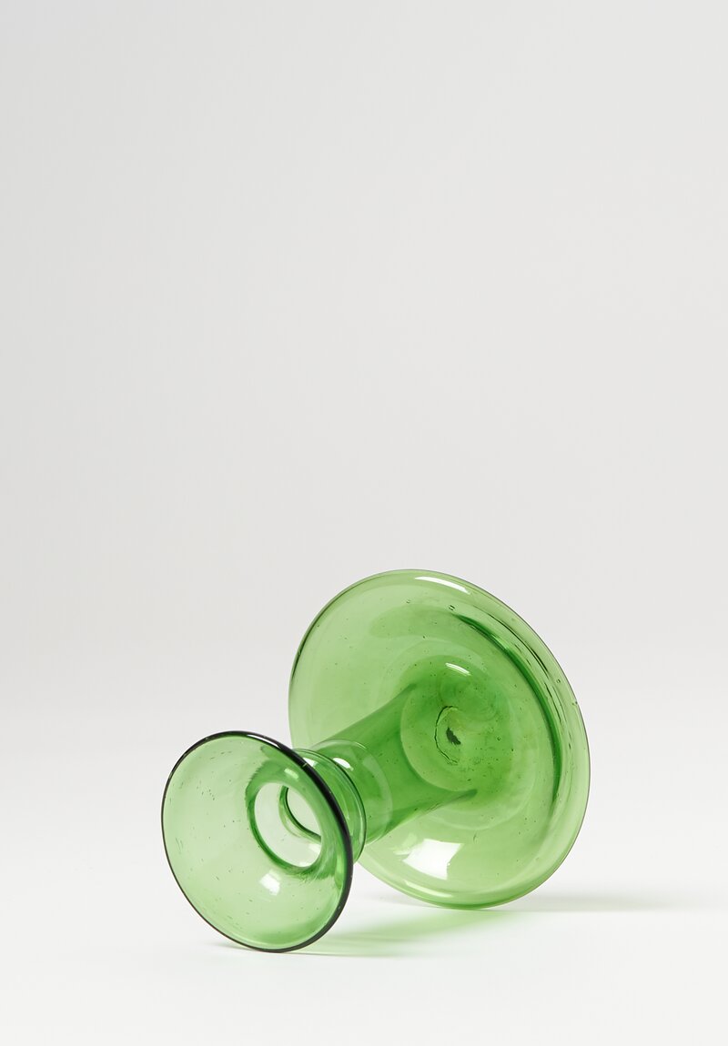 L.S. Glass Handblown Glass Piccolo Candlestick Green	