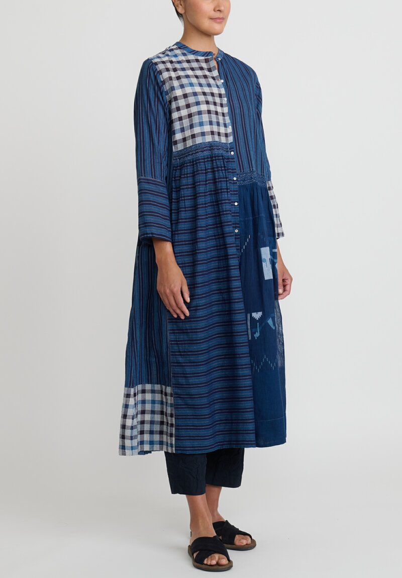 Injiri Cotton Neel Dress in Indigo Patchwork | Santa Fe Dry Goods ...