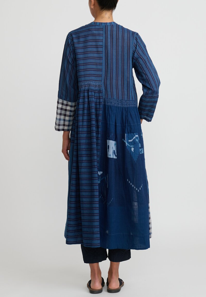 Injiri Cotton Neel Dress in Indigo Patchwork | Santa Fe Dry Goods ...