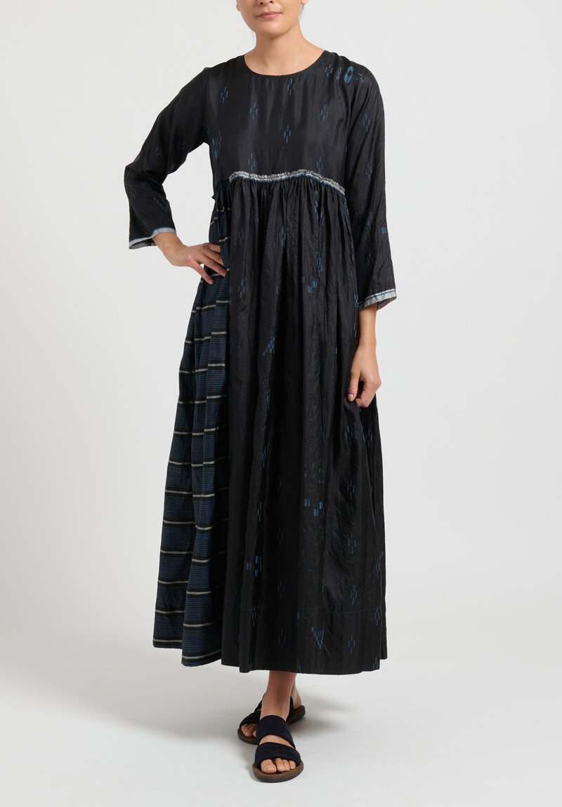 Injiri Gathered Waist Silk Dress in Indigo Blue | Santa Fe Dry Goods ...