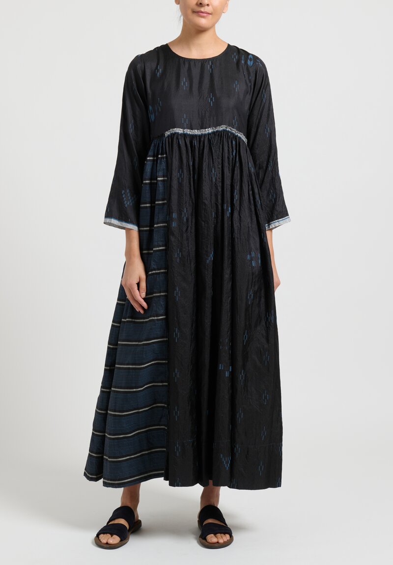 Injiri Gathered Waist Silk Dress in Indigo Blue | Santa Fe Dry Goods ...