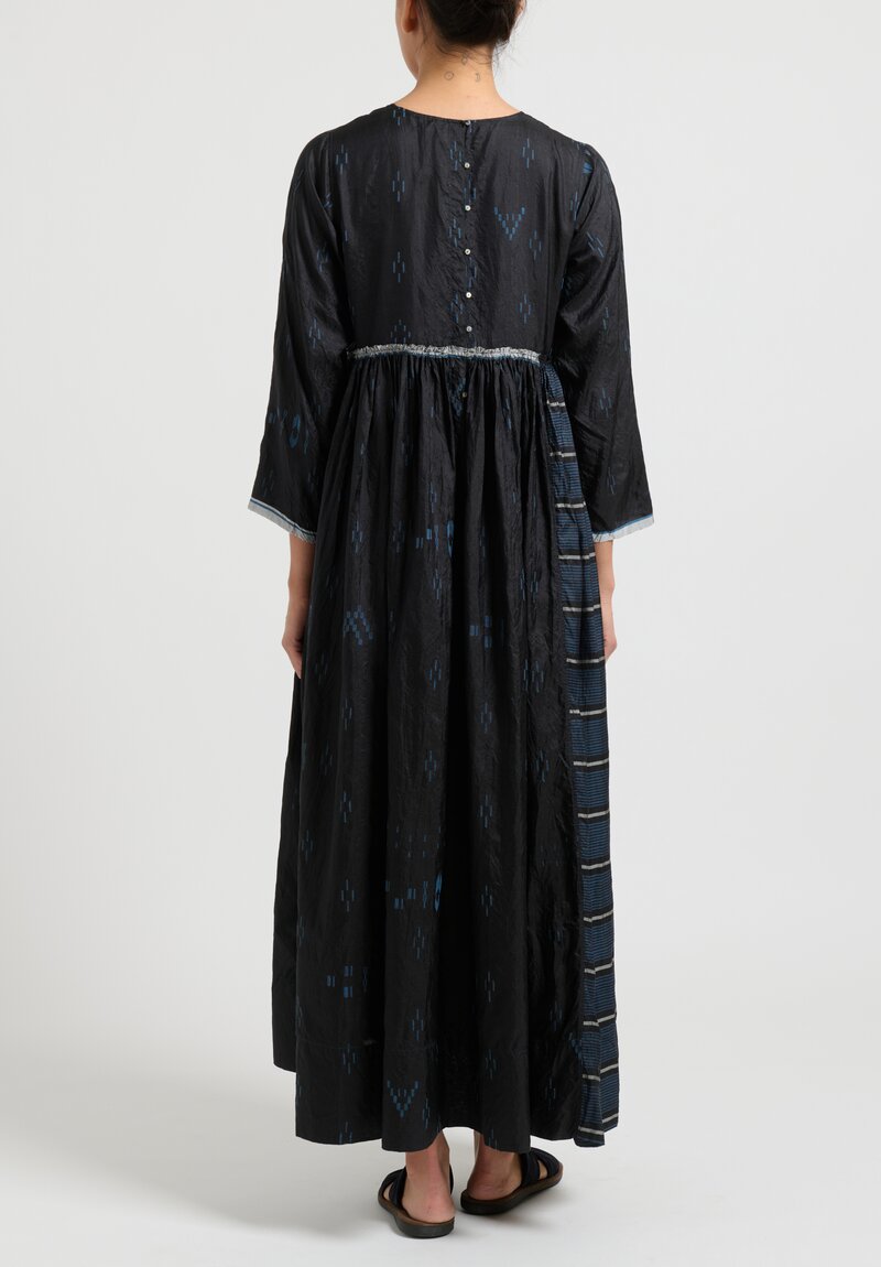 Injiri Gathered Waist Silk Neel Dress in Indigo	