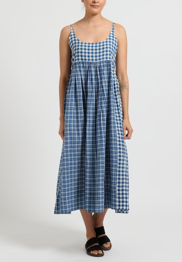Injiri Gingham Cotton Slip Dress in Blue | Santa Fe Dry Goods ...