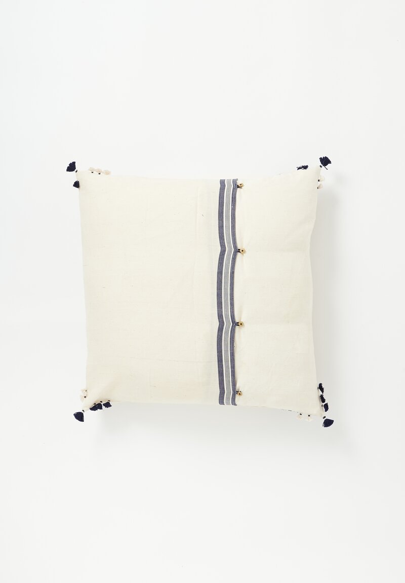 Injiri Handloomed Asmaani Pillow in Natural White & Dark Indigo	