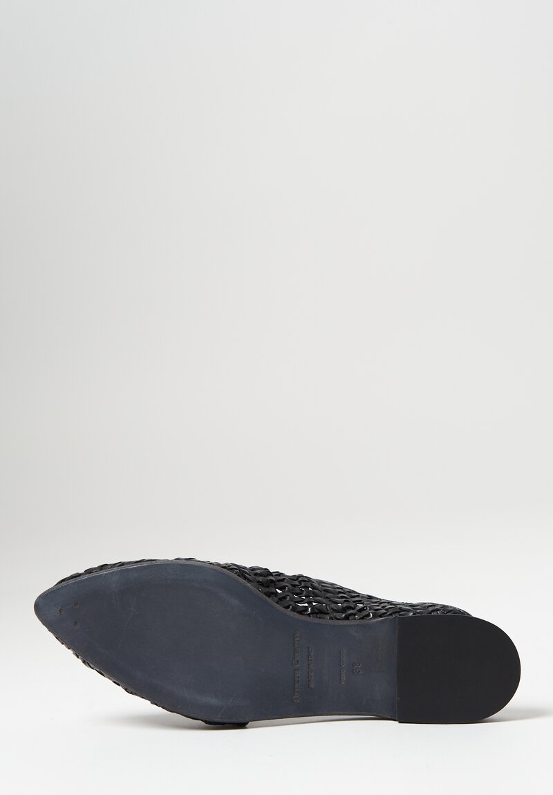 Officine Creative Shevon 007 Woven Rest Sandals in Nero Black	