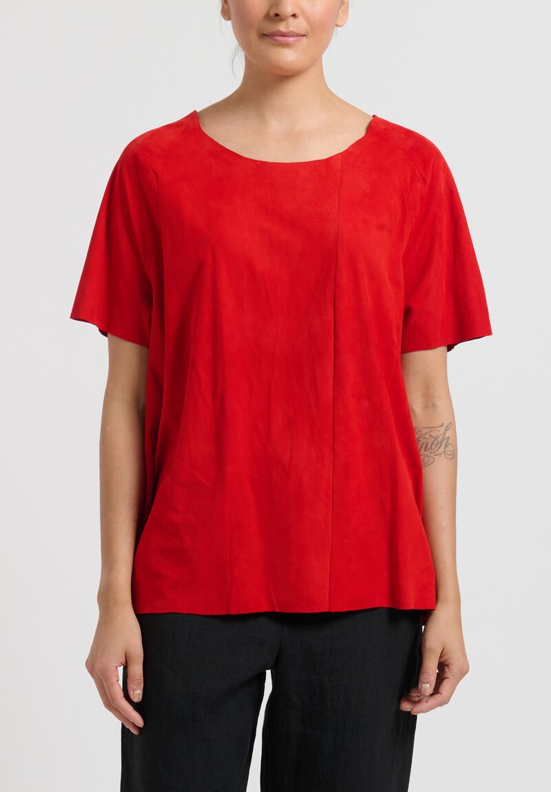 Rundholz Suede T-Shirt in Red