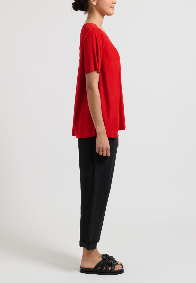 Rundholz Suede T-Shirt in Red