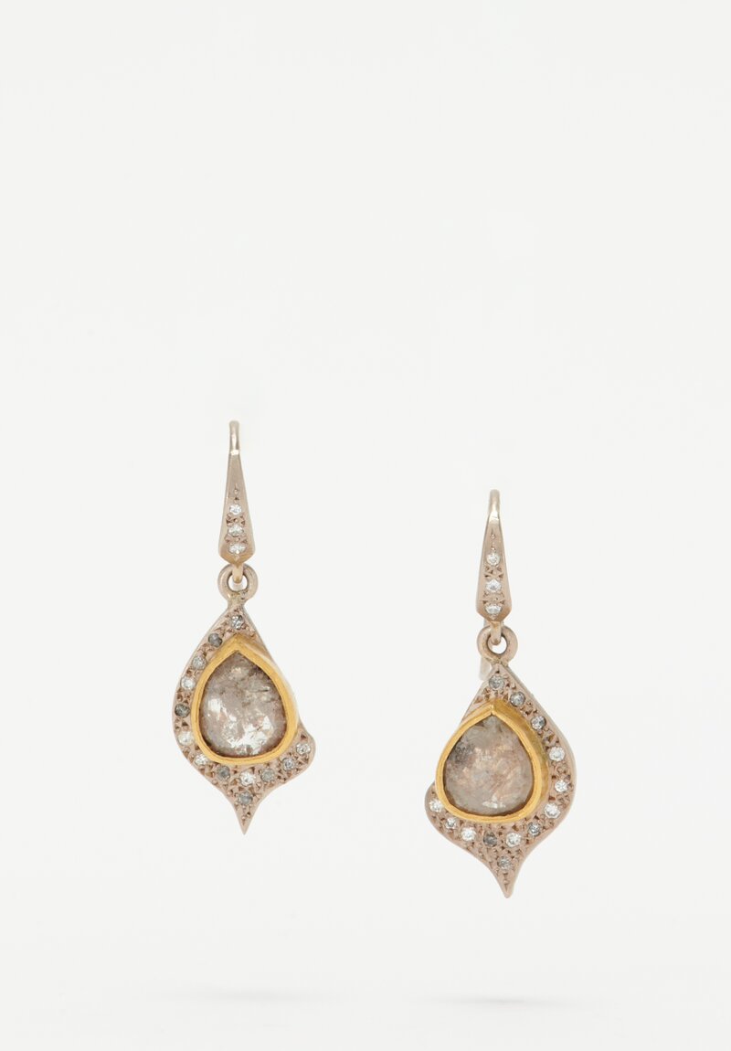 Annie Fensterstock 22k, 18k, Grey Diamond Earrings	