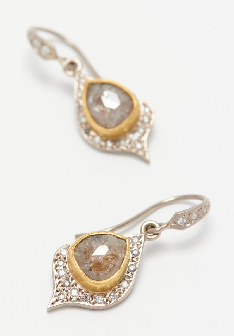 Annie Fensterstock 22k, 18k, Grey Diamond Earrings	