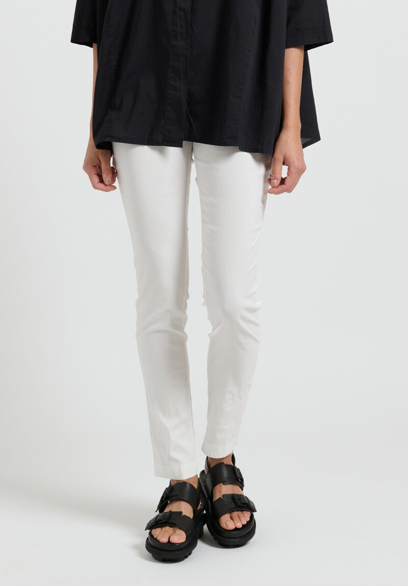 Rundholz Black Label Stretch Linen Skinny Pants in Off White	