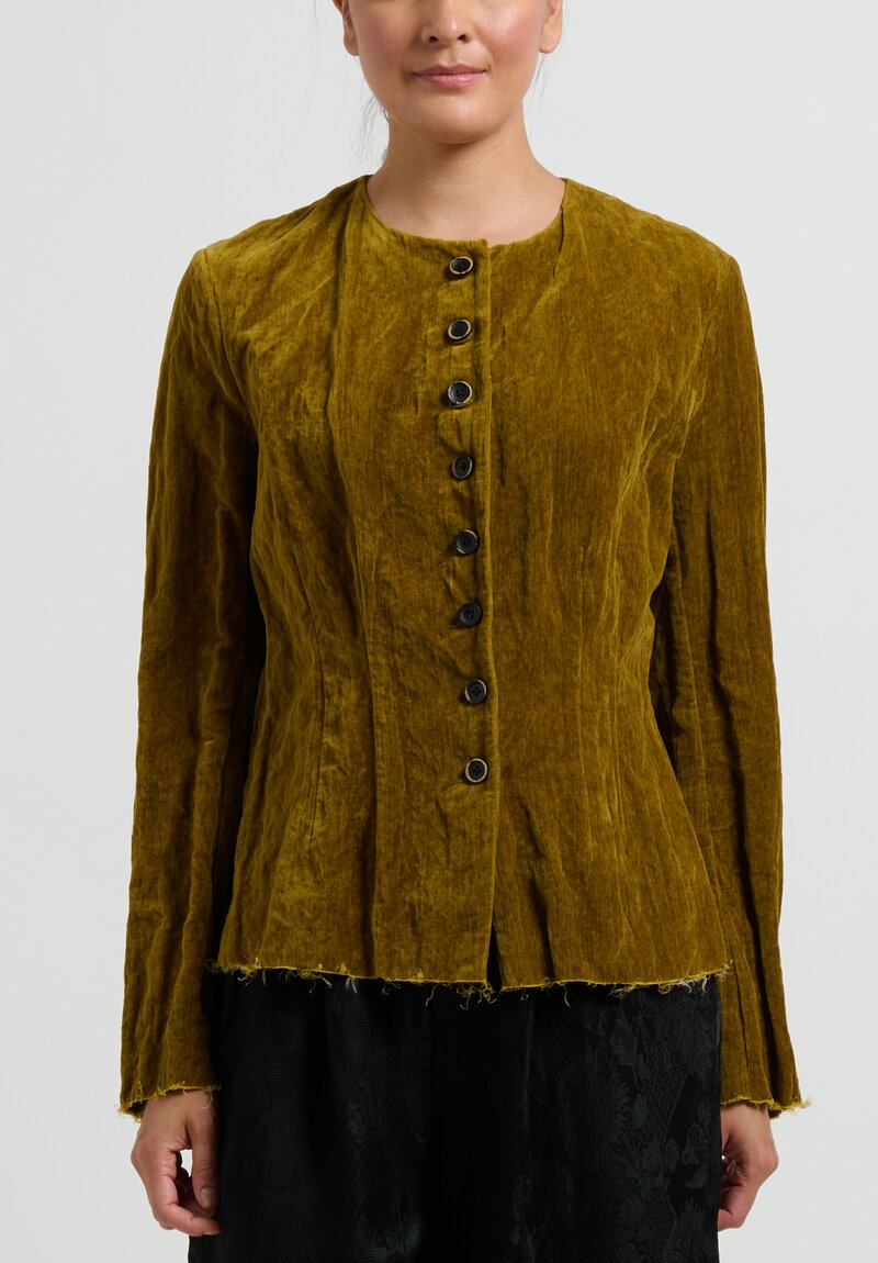 Uma Wang Velvet ''Katia'' Jacket in Mango Green	