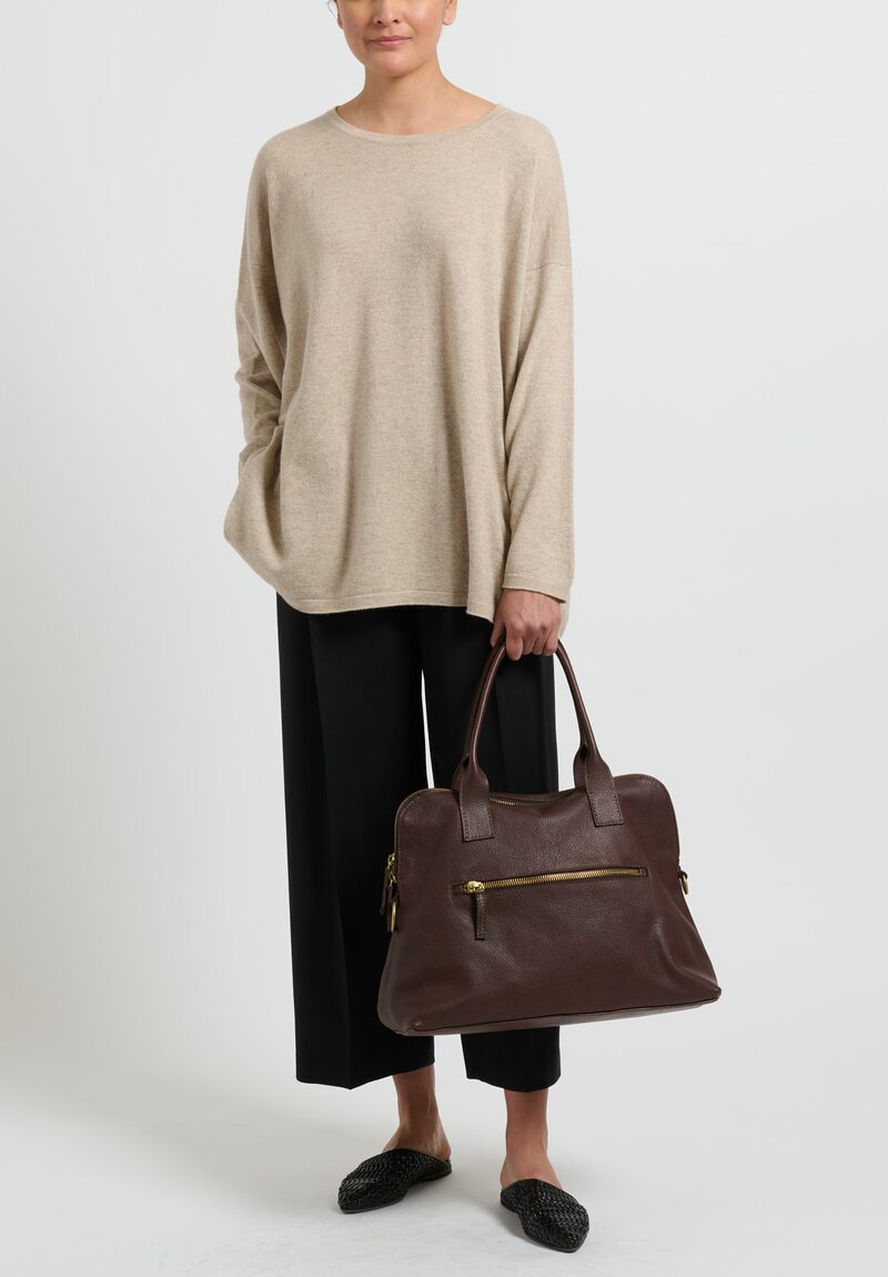 Coriu Leather Zipper Handbag in Vintage Brown	