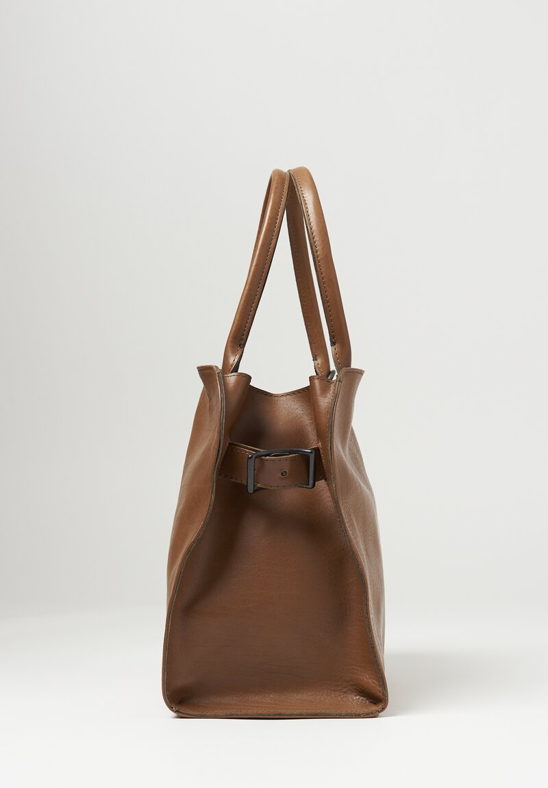 Coriu Leather Sella Handbag with Shoulder Strap Fango Brown	