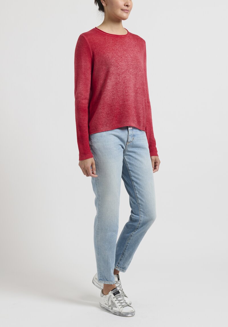 Avant Toi Cashmere Hand Painted Sweater in Camelia Red	
