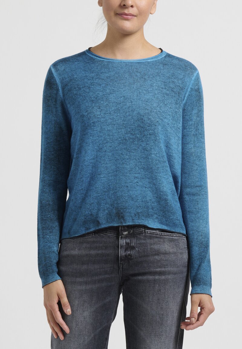 Avant Toi Cashmere Hand Painted Sweater in Nero Aqua Blue	