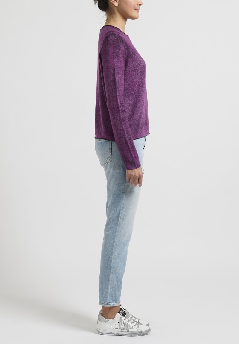 Avant Toi Cashmere Hand Painted Sweater in Nero Anemone Purple	