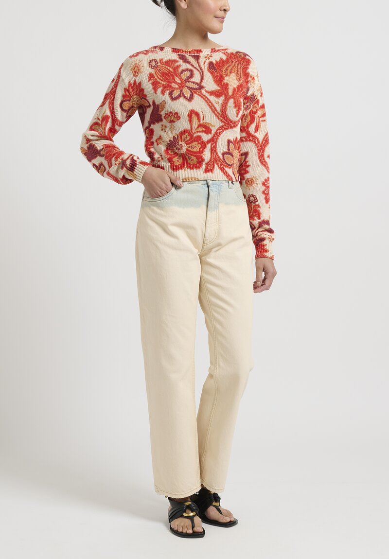Etro Cropped Floral Paisley Sweater in Orange | Santa Fe Dry Goods 