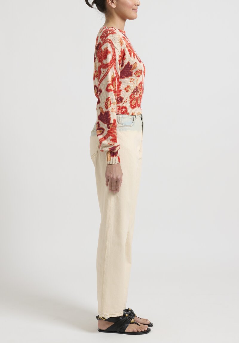Etro Cropped Floral Paisley Sweater in Orange	