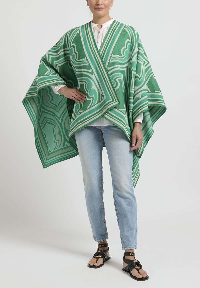 Etro Runway Jacquard Cape in Green	