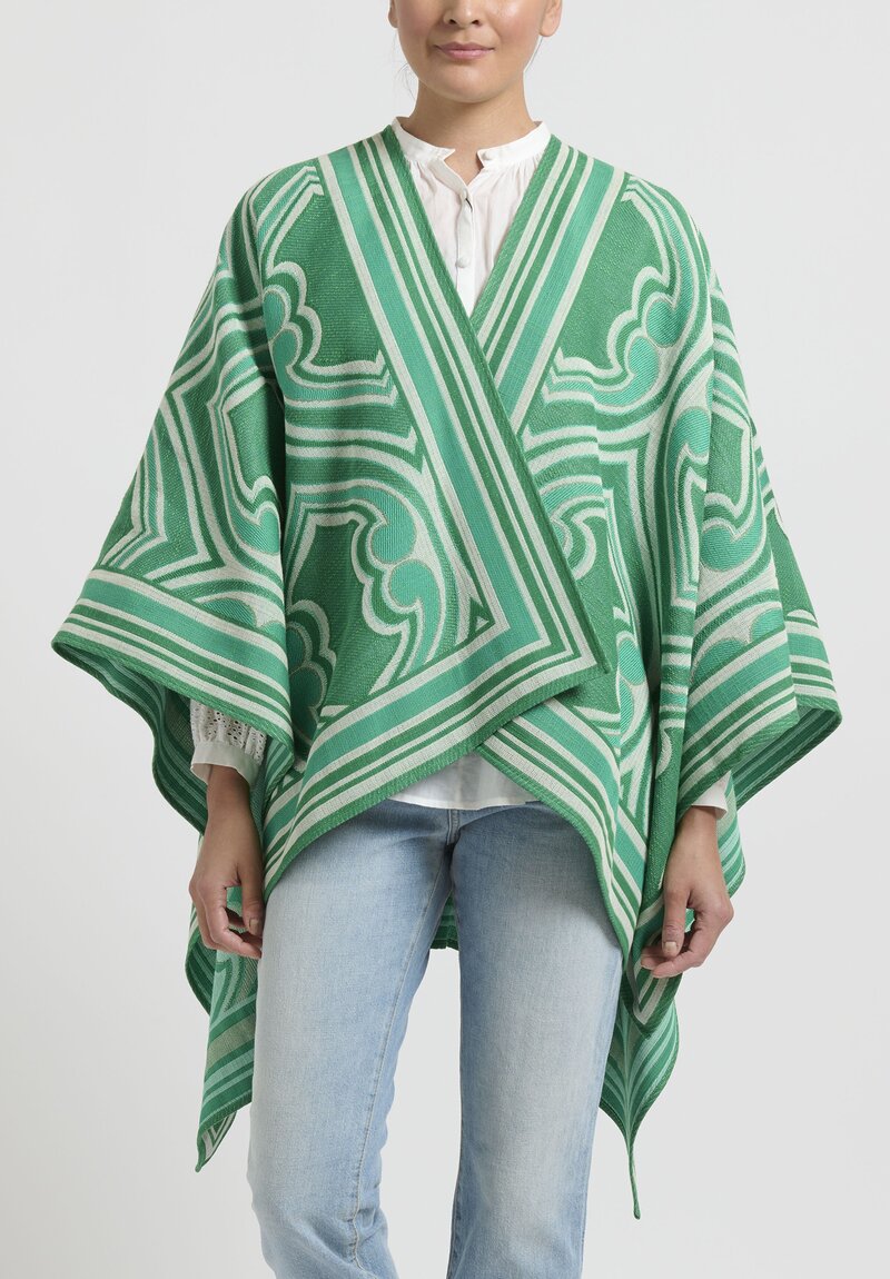 Etro Runway Jacquard Cape in Green	