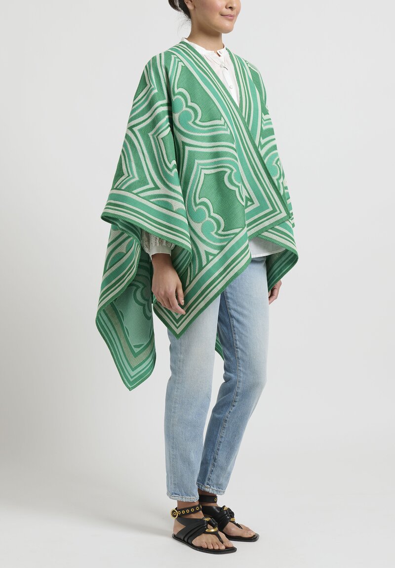 Etro Runway Jacquard Cape in Green	