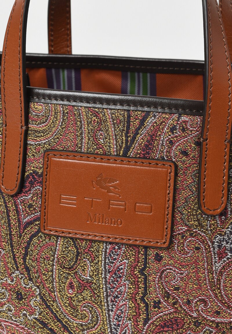 Etro Runway Paisley Jacquard ''Old School'' Shopping Bag in Red 