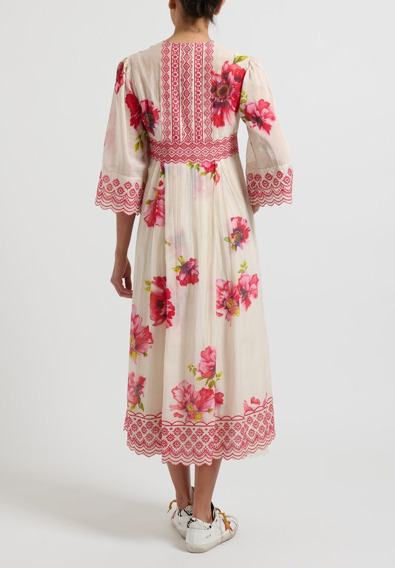 Pero Embroidered Cotton Silk Poppy Dress	
