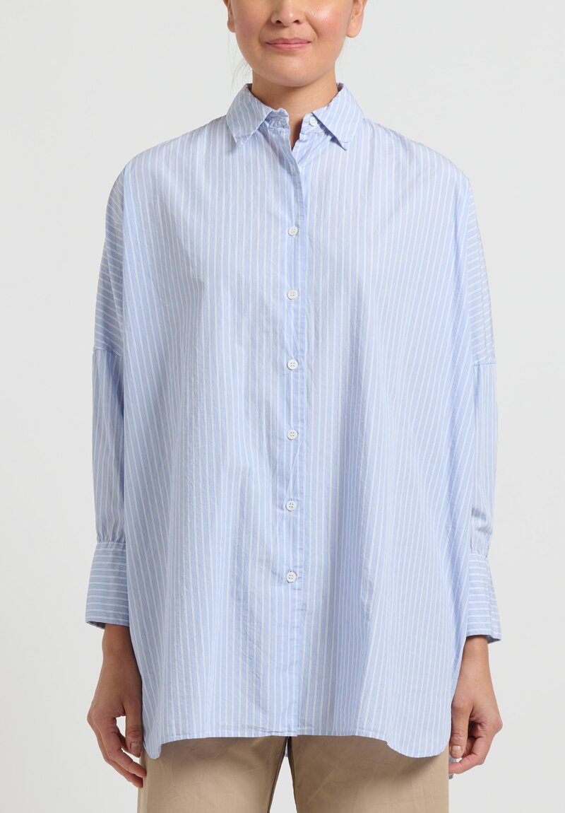 Casey Casey Long Sleeve Striped ''Ode'' Shirt in Blue	
