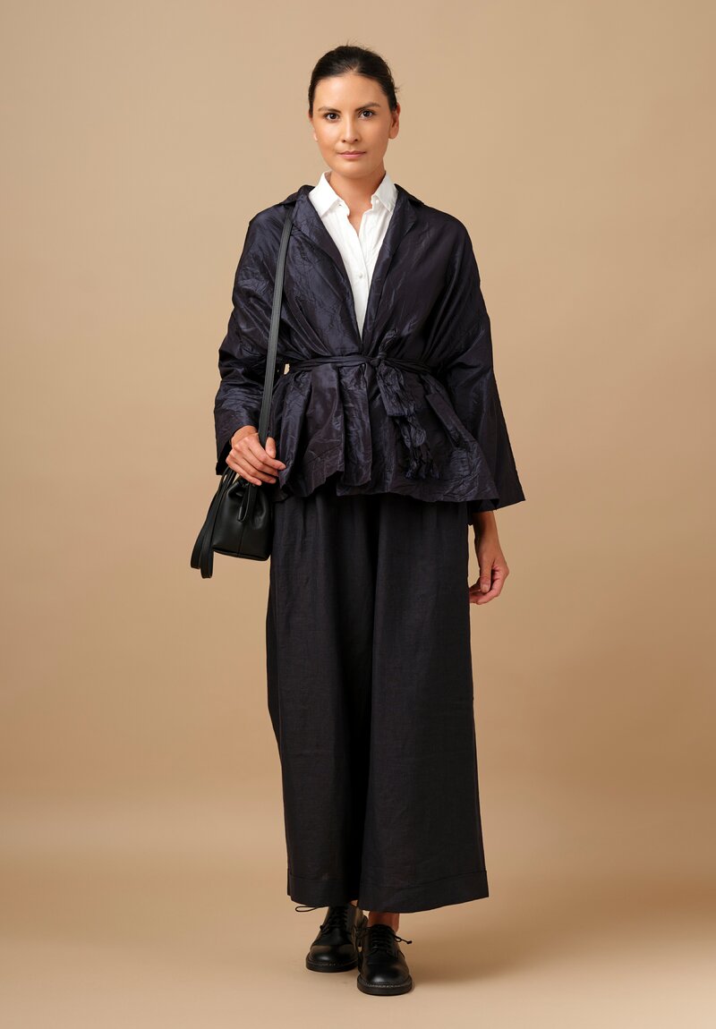 Washed Silk Gladiolo Mirta Jacket in Navy Blue	