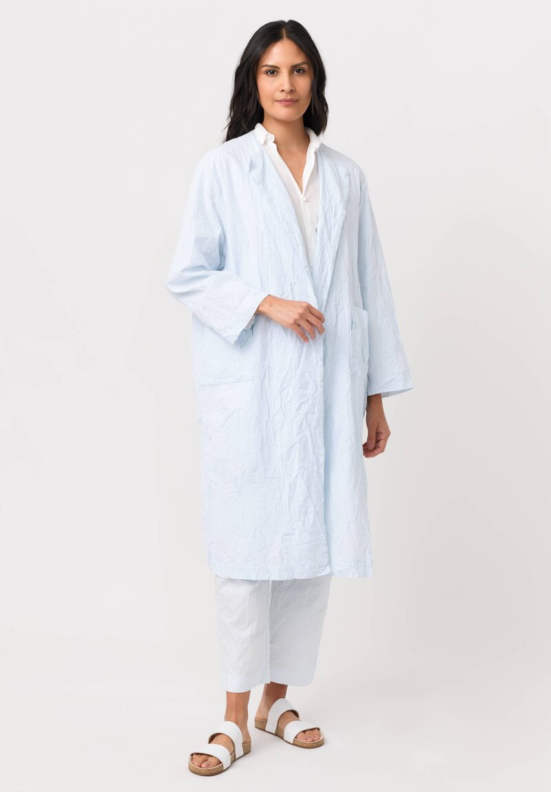 Daniela Gregis Washed Cotton Cappotto Open Coat in Azzurro Blue