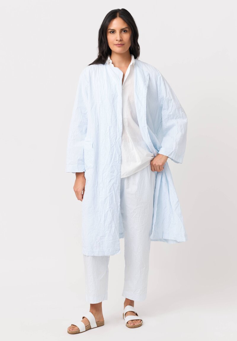 Daniela Gregis Washed Cotton Cappotto Open Coat in Azzurro Blue