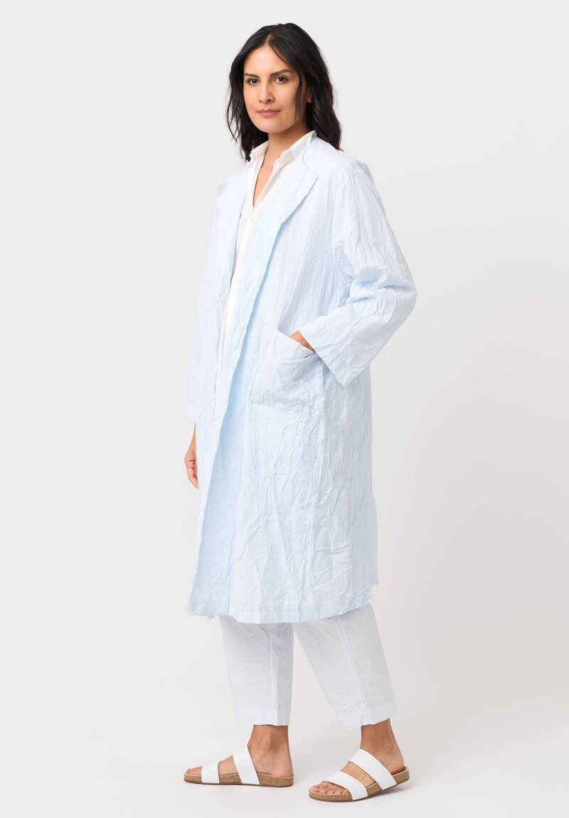 Daniela Gregis Washed Cotton Cappotto Open Coat in Azzurro Blue