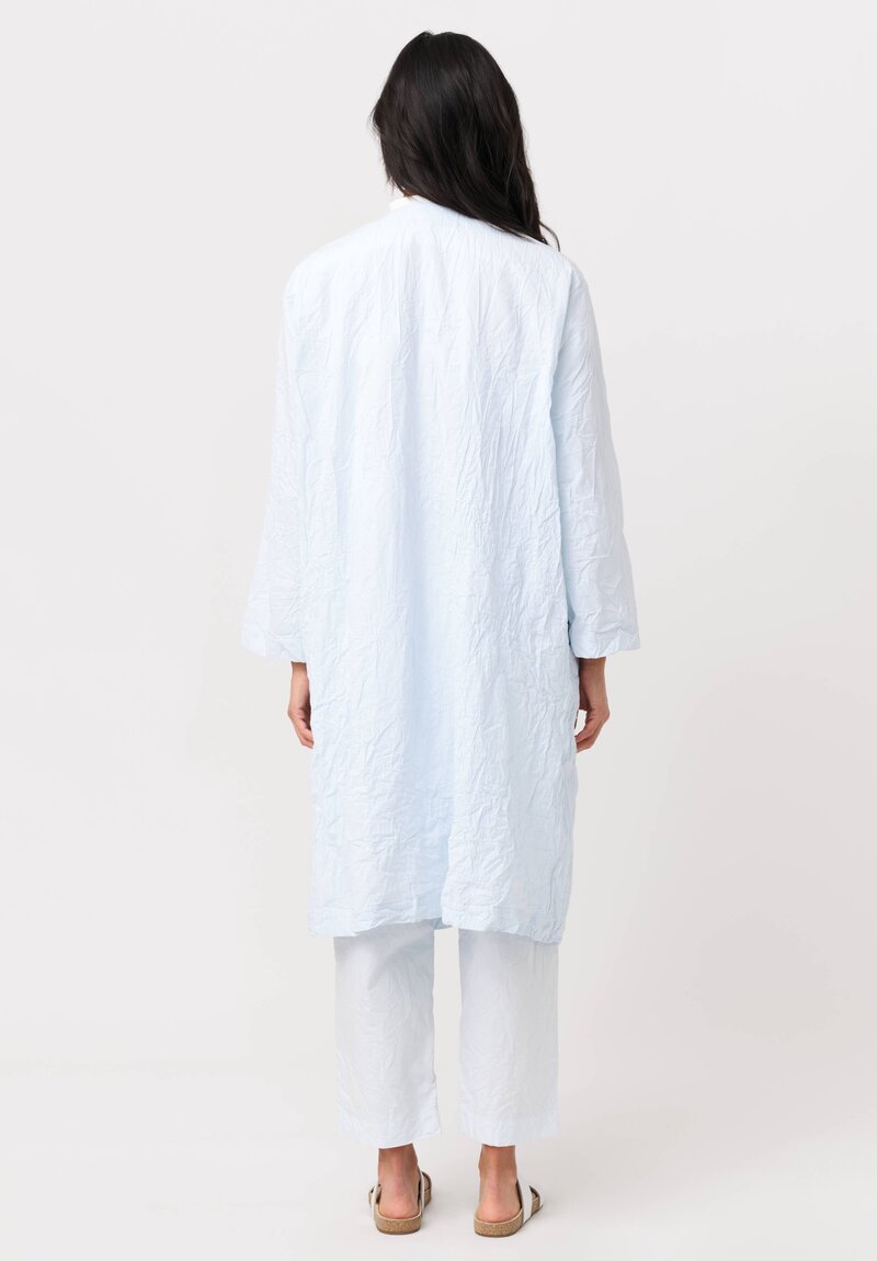 Daniela Gregis Washed Cotton Cappotto Open Coat in Azzurro Blue