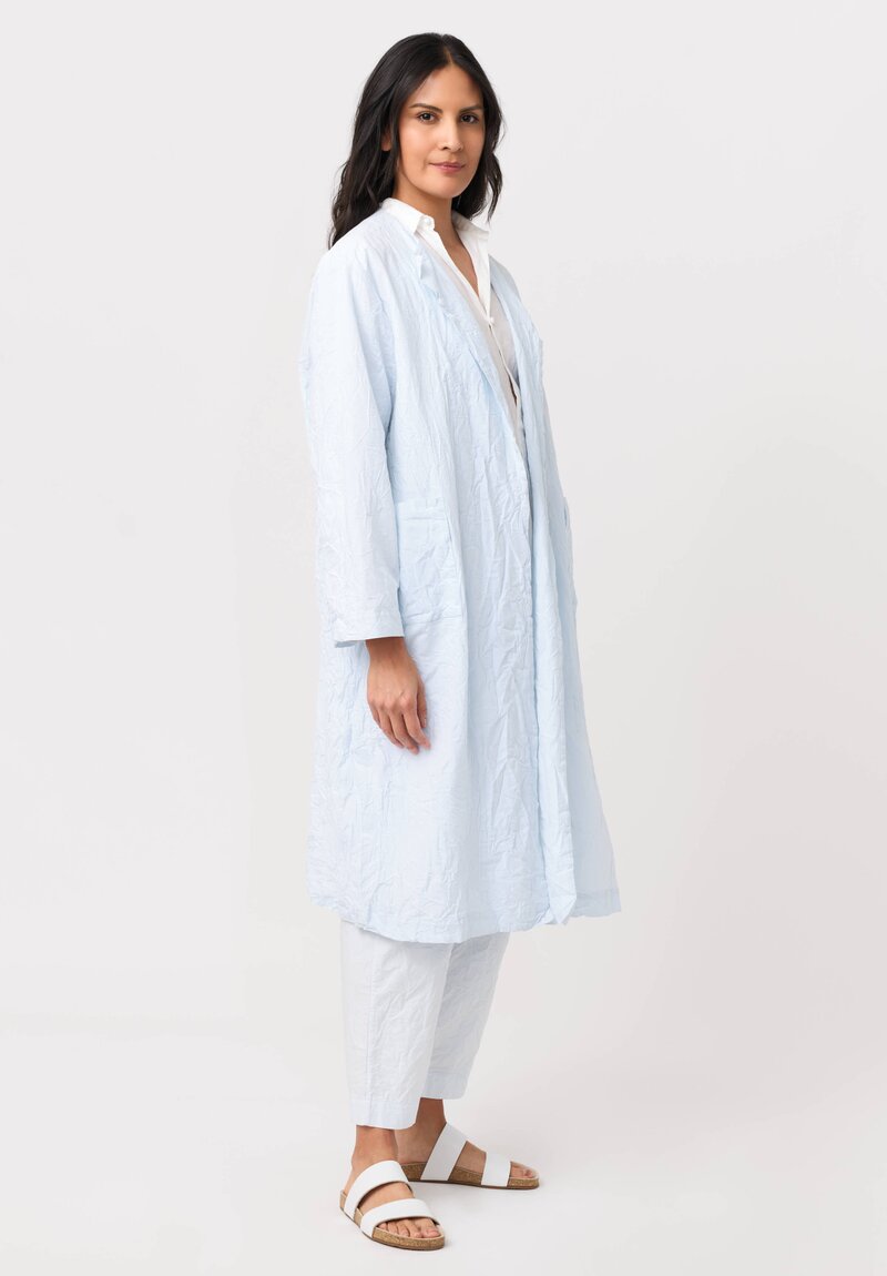 Daniela Gregis Washed Cotton Cappotto Open Coat in Azzurro Blue