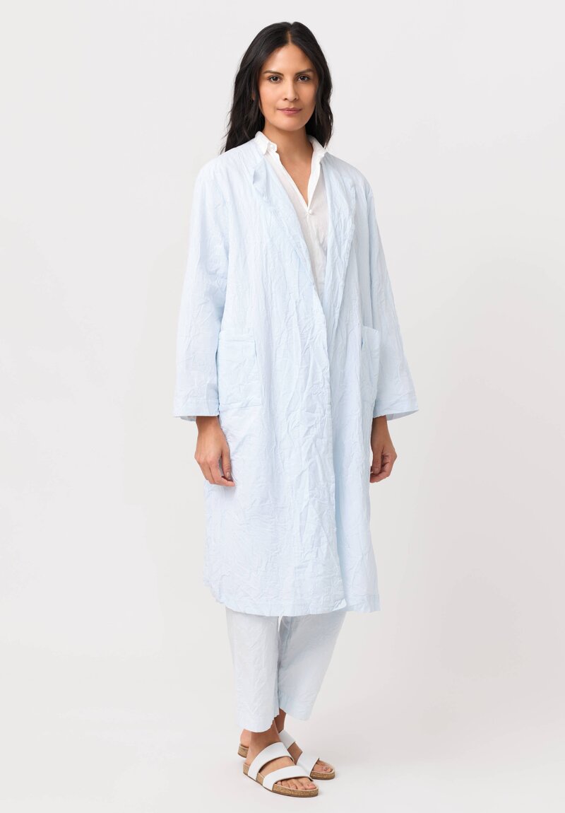 Daniela Gregis Washed Cotton Cappotto Open Coat in Azzurro Blue