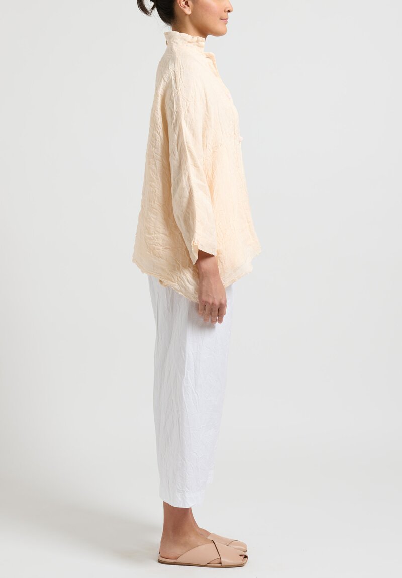 Daniela Gregis Washed Linen ''Luglio Mirta'' Jacket in White Peach	