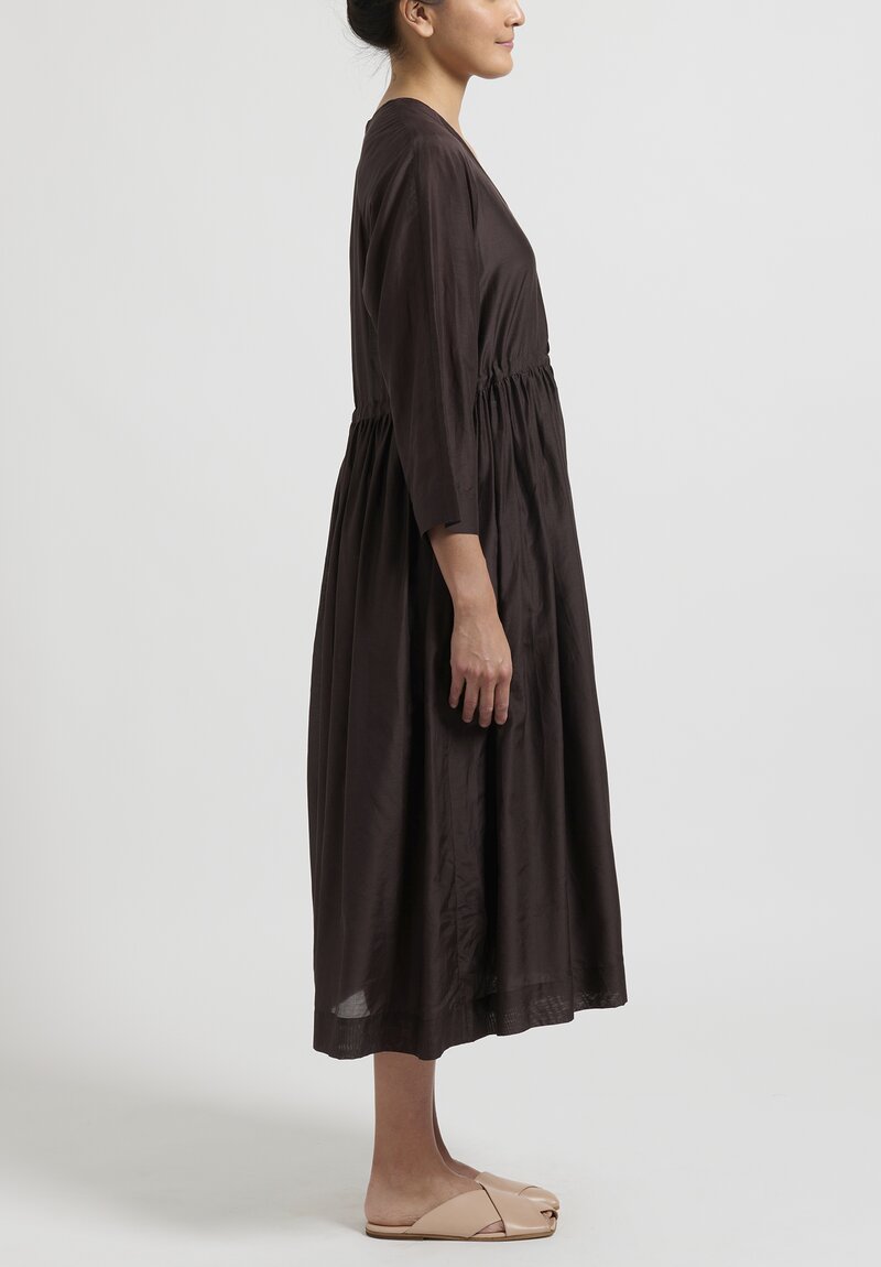 Sara Lanzi Cotton & Silk Voile Mina Dress in Chocolate Brown | Santa Fe ...