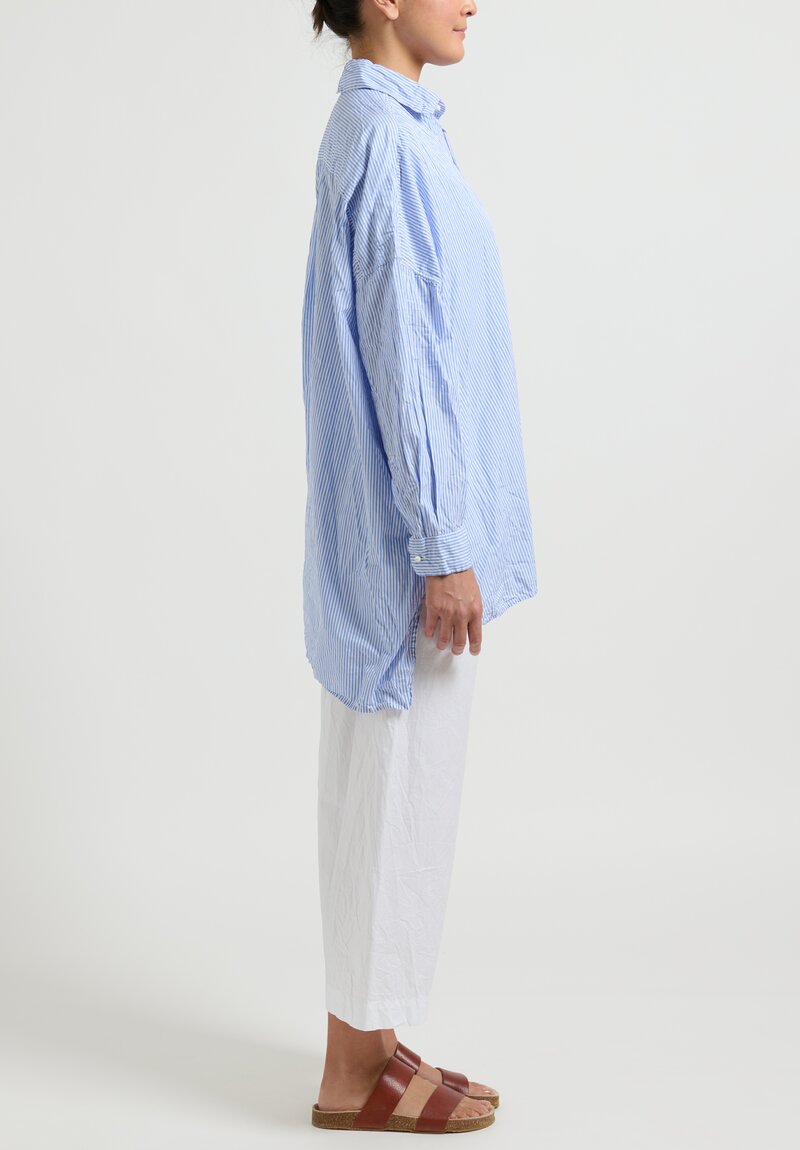 Daniela Gregis Cotton Uomo Larghissima Corta Camicia Shirt in Bianco Azzurro	