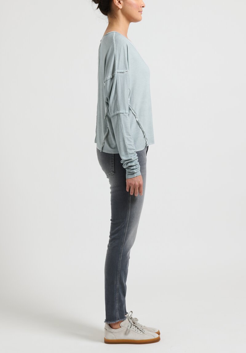 Umit Unal Exposed Seam Long Sleeve Cotton T-Shirt	